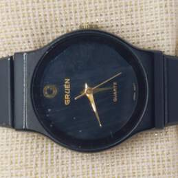Gruen 23mm Black & Gold Tone Vintage Quartz Watch