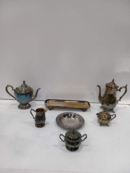 Vintage Bundle of Assorted Silver-Plated Tea Service Dishes image number 1