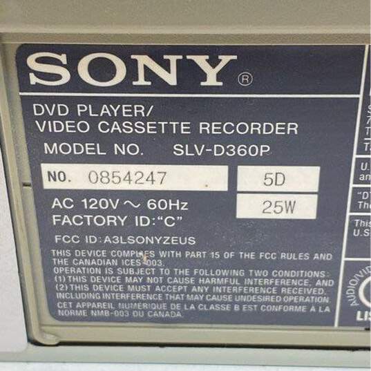 Sony DVD Player/Video Cassette Recorder SLV-D360P image number 6