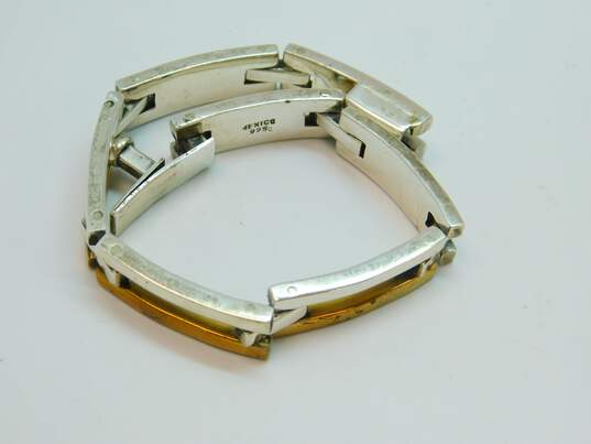 Taxco Sterling Silver & Brass Modernist Bracelets 84.6g image number 8