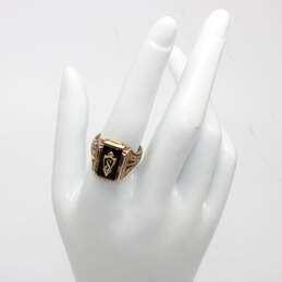 Vintage 10K Yellow Gold Onyx 1963 Class Ring Size 8.25 - 8.1g