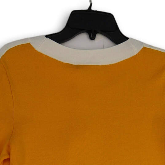 NWT Womens Orange White Short Sleeve Round Neck Blouse Top Size M image number 4