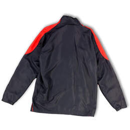 Mens Black Red Mock Neck Long Sleeve Full-Zip Track Jacket Size Medium