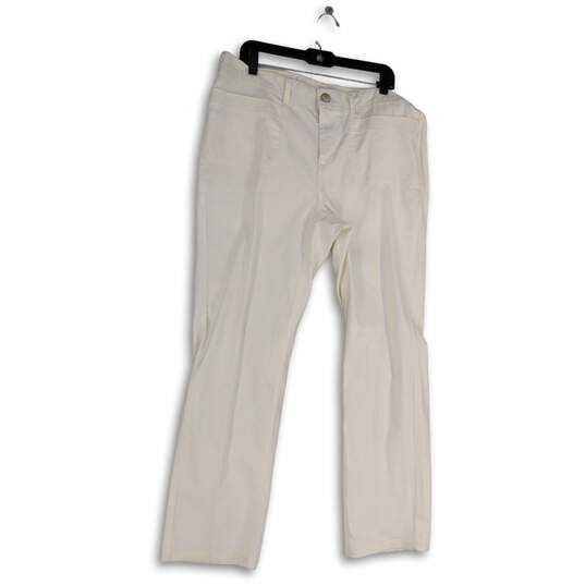 Womens White Denim Light Wash Pockets Comfort Straight Leg Jeans Size 16W image number 1