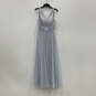 Womens Blue Sleeveless V-Neck Pleated Back Zip Fit And Flare Dress Size 6 image number 1