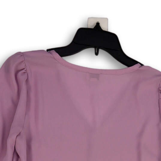 Womens Purple Long Sleeve V-Neck Stretch Pullover Blouse Top Size 00 image number 4