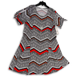NWT Womens Multicolor Printed Round Neck Short Sleeve Fit & Flare Dress 2X