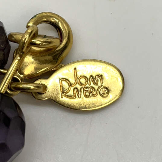 Designer Joan Rivers Gold-Tone White Black Linked Beaded Necklace image number 4