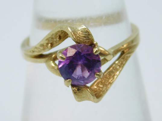 10k Yellow Gold Purple Sapphire Bypass Ring 2.5g image number 1