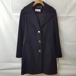 Calvin Klein Women's Black Wool Single Breasted Coat Size Small NWT