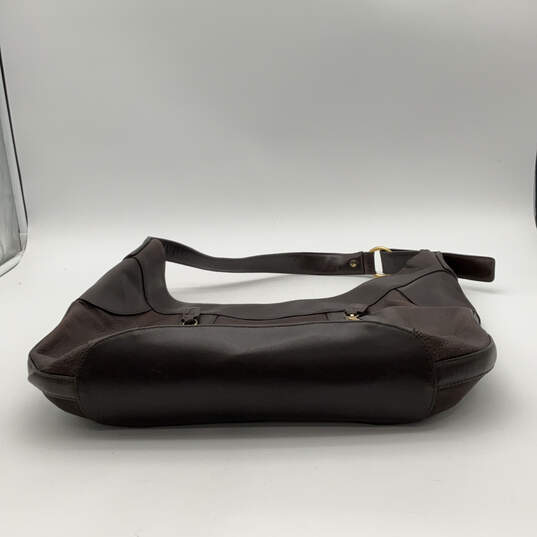 Womens Alfani Brown Leather Inner Pocket Adjustable Strap Zip Shoulder Bag image number 4