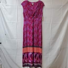 Chico's Purple Red Rayon Twist-Front Maxi Dress Womens Size 1 (8-10)