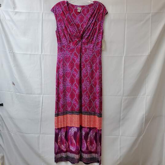 Chico's Purple Red Rayon Twist-Front Maxi Dress Womens Size 1 (8-10) image number 1