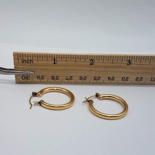 14k Gold 1 Inch 3mm Tubular Hoop Earring 2.4g image number 8