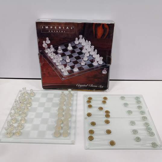 Imperial Crystal Chess and Backgammon Set w/Box image number 1