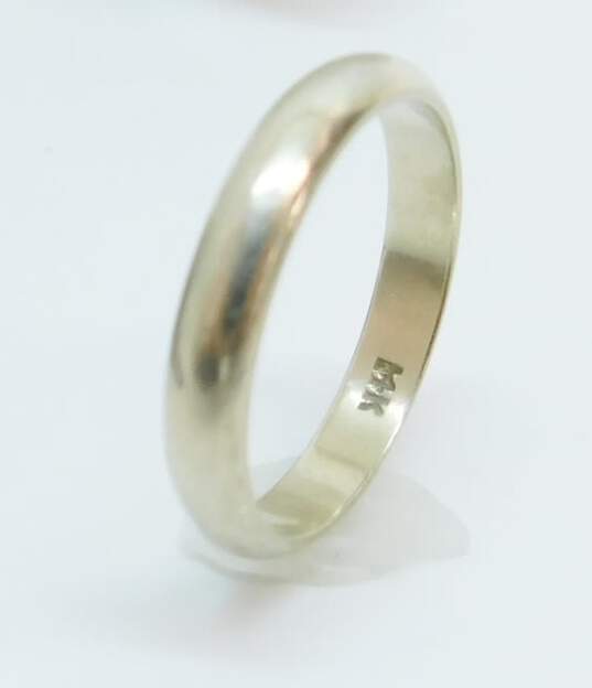 14K White Gold Rounded Wedding Band Ring 4.4g image number 2