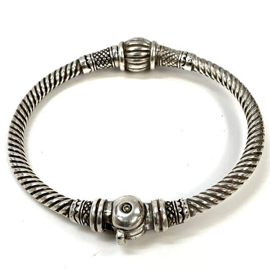 Designer Brighton Silver-Tone Twisted Hinged Engraved Bangle Bracelet image number 3