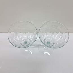 Set of 2 crystal fluted glasses floral etched alternative image