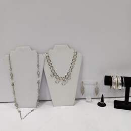 Bundle of Silver Tone Assorted Fashion Costume Jewelry