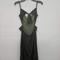 Green Print Ruffle Sleeveless Back Out Dress alternative image
