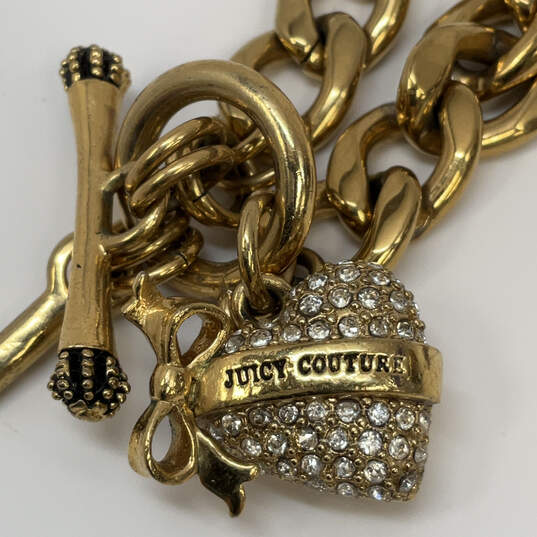 Designer Juicy Couture Gold-Tone Pave Crystal Puffy Heart Pendent Necklace image number 4
