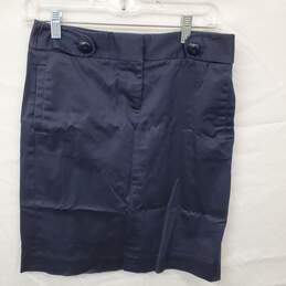 Wm J.Crew Navy Blue Single Vented Slash Pockets Straight Pencil Mini Skirt Sz 0