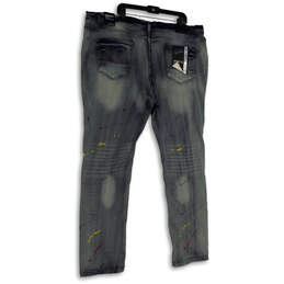 NWT Mens Blue Denim Medium Wash Pockets Distressed Skinny Jeans Size 48 alternative image
