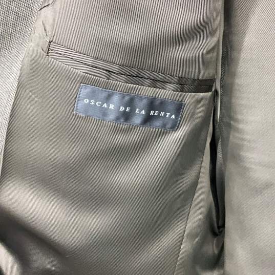 Oscar De La Renta Mens Gray Notch Lapel Two-Button Blazer Size 47R With COA image number 5