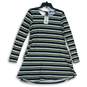 NWT Lildy Womens Green Black Striped Tunic Trapeze & Swing Dress Size S-M image number 1