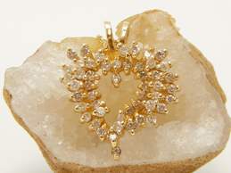14K Yellow Gold 0.75 CTTW Diamond Pave Open Heart Pendant Necklace 5.3g alternative image