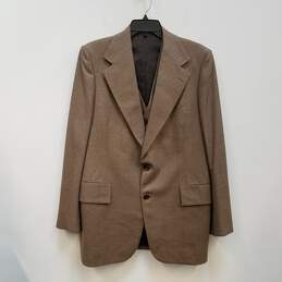 Mens Brown Wool Notch Collar Long Sleeve 2-Piece Suit Vest Set Size 44L
