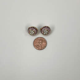 Designer Swarovski Crystal Cut Stone Heart Signed Clip-On Stud Earrings alternative image