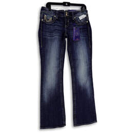 NWT Womens Blue Denim Medium Wash Sequin Bootcut Leg Jeans Size 7/8 R