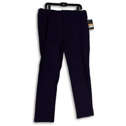 NWT Mens Blue Flat Front Slash Pocket Straight Leg Dress Pants Size 36x30