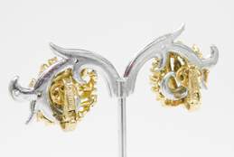 Vintage Crown Trifari Icy Rhinestone & Gold Tone Botanical Clip-On Earrings 10.7g alternative image