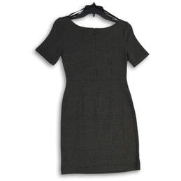 NWT Womens Black White V-Neck Short Sleeve Back Zip Sheath Dress Size 00P alternative image