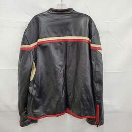Wilson's MN's Genuine Leather Black Striped Biker Jacket Size XL alternative image