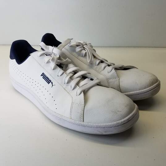 Puma Smash Perf C Men's Soft Comfort White/Navy Shoes Sz. 12 image number 3