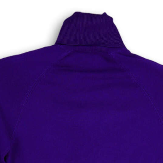 NWT Womens Purple Turtleneck 3/4 Sleeve Knitted Pullover Sweater Size S image number 4