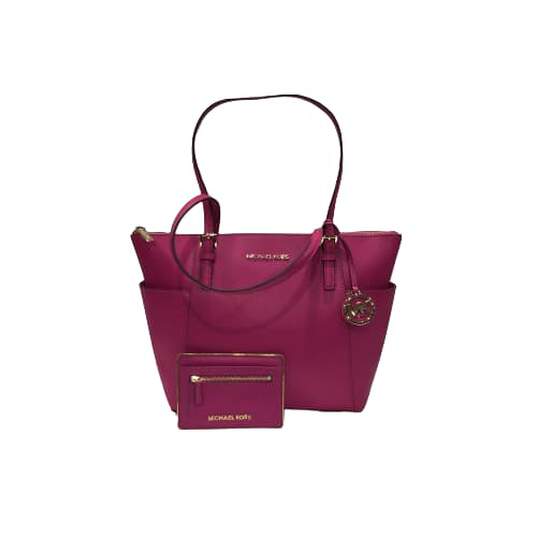 Bright Pink Leather Handbag/Card Holder image number 1