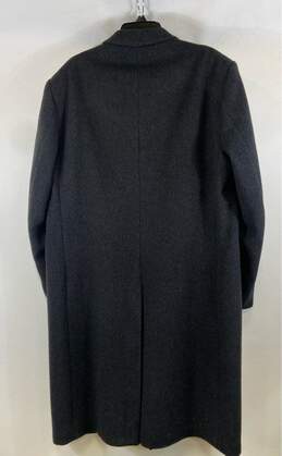 Mens Black Pockets Long Sleeve Notch Lapel Single Breasted Overcoat Size Large alternative image