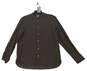 Men Brown Long Sleeve Collarless Button Up Pocket Dress Shirt Size Medium image number 4