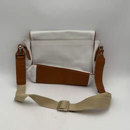 Womens White Brown Leather Inner Pockets Adjustable Strap Crossbody Bag alternative image