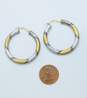 Fancy 10k Two Toned Gold Etched Hoop Earrings 5.2g image number 4