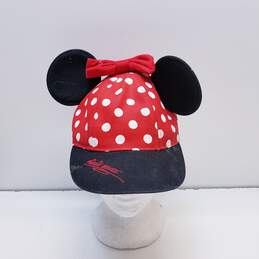Disney Taiwan Hand Signed By Minnie Mouse Cotton Ears Polka Dot Hat Cap