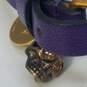 Alexander McQueen Gold Tone Leather Crystal Skull Wrap 16inch Bracelet 22.4g image number 2