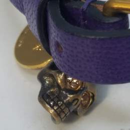 Alexander McQueen Gold Tone Leather Crystal Skull Wrap 16inch Bracelet 22.4g alternative image