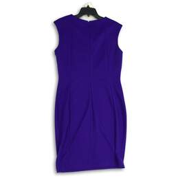 Calvin Klein Womens Purple Gold Sleeveless Back Zip Midi Sheath Dress Size 12 alternative image