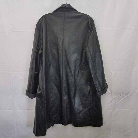 Wm Hilary Radley Black Leather Long Coat Sz 10 image number 2