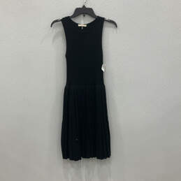 NWT Womens Black Pleated Ribbed Sleeveless Short Fit & Flare Dress Size S
